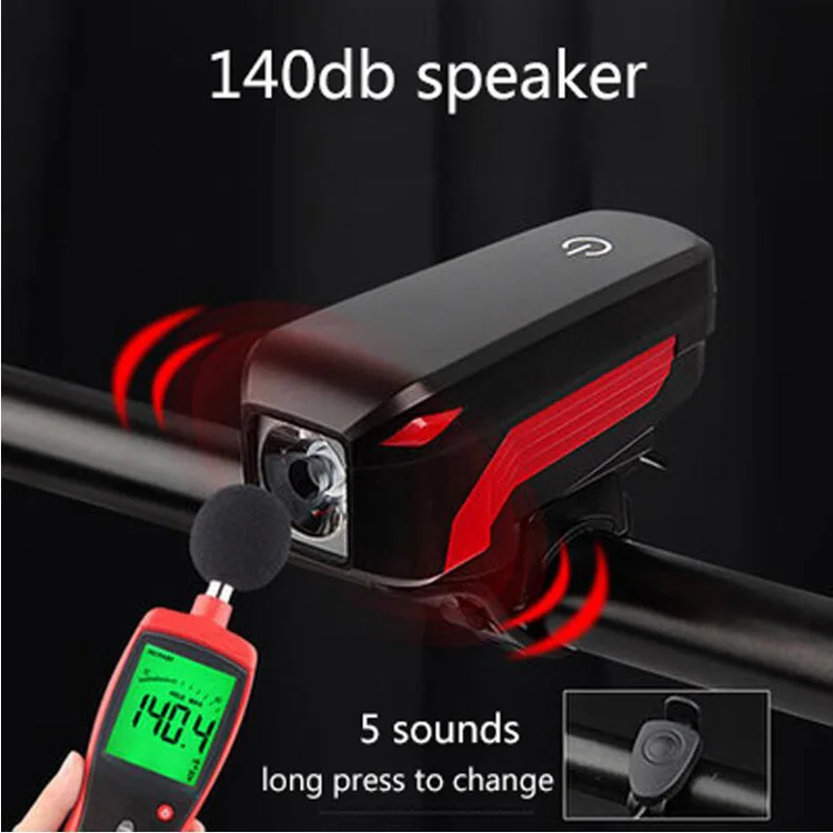 Speaker 140DB Bike Front Light Touched Horn Bell T6 USB charge Waterproof Integrated Speaker Bicycle Lights