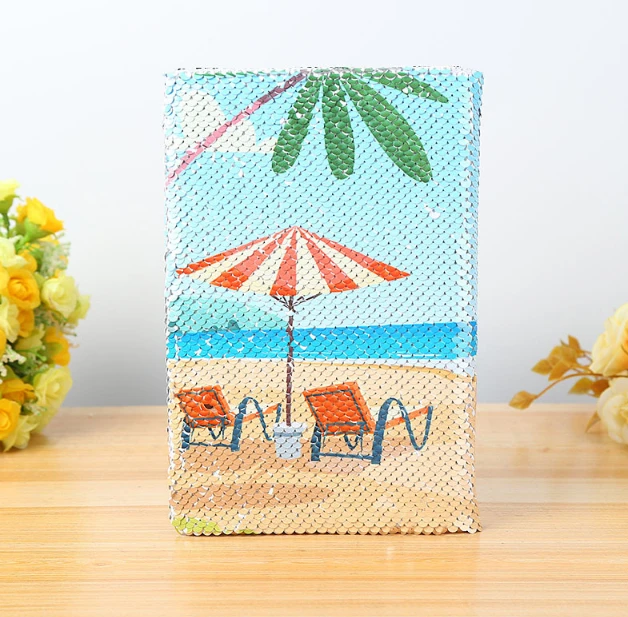 Inno-Crea A4 Size Unircore Pattern Diary Reversible Custom Magic School Sequin Paper Notebook for Girls