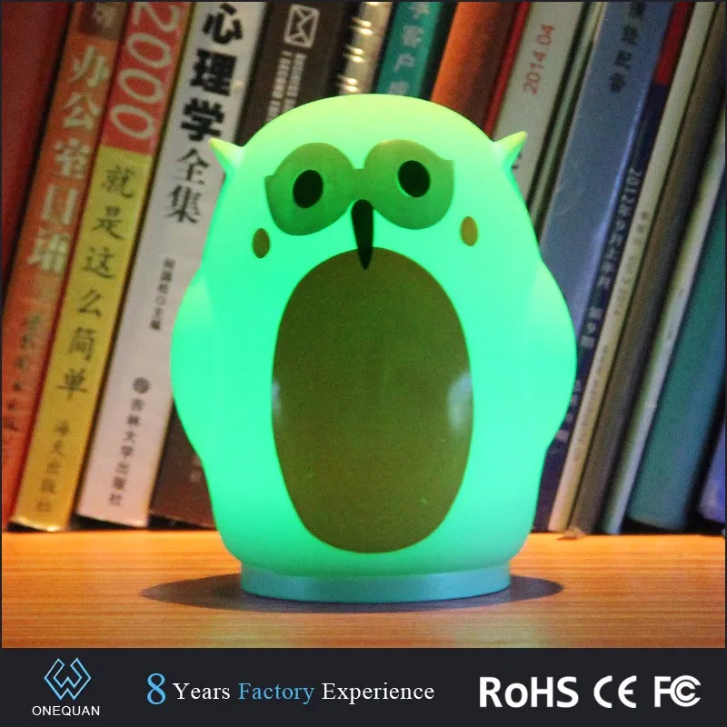 LED Silicone Touch Color Changing Cute Owl Lamps for Kids Bedroom