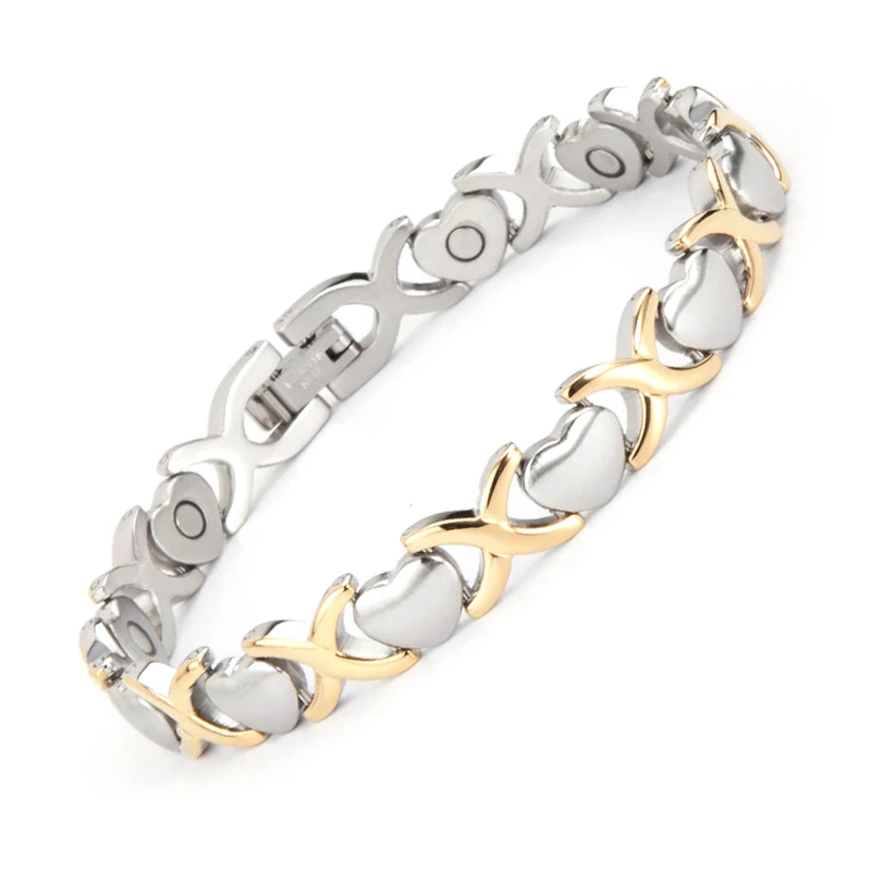 Magnetic stainless jewelry heart amega bio pure energy blood pressure women magnetic bracelet
