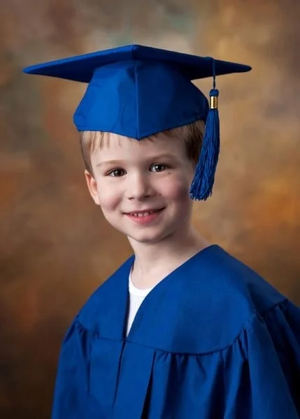 Premium matte fabric royal blue children graduation gowns and caps