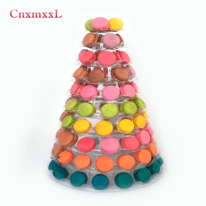 Clear plastic new 10 tier macaron tower display stand with acrylic base