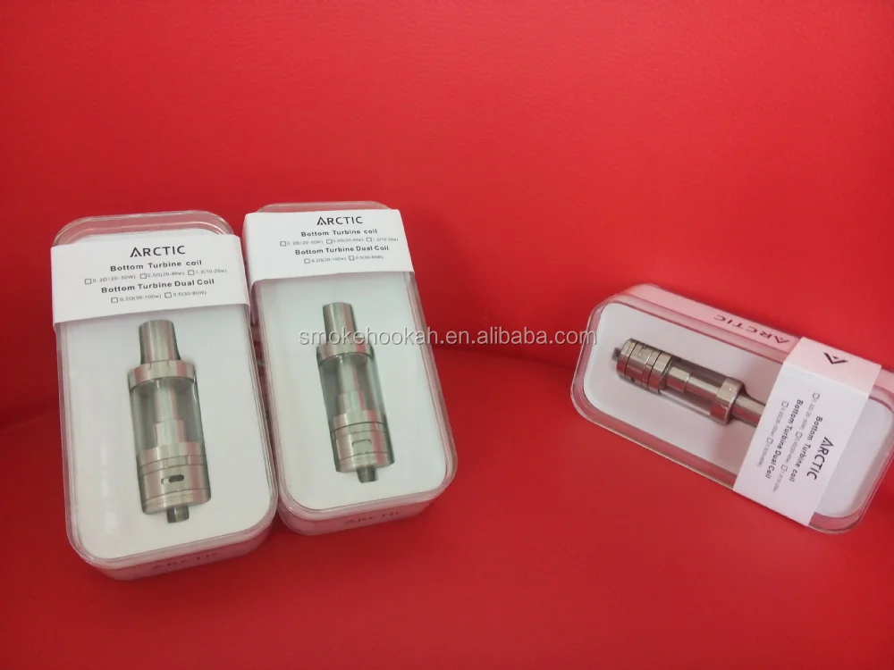 Arctic Tank just in! 2,5 ml tank, stainless steel and glass construction, adjustable airflow. Comes with two coils, 0.2 coil 30w