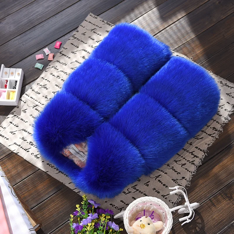 
Pink Baby Girl Clothing Set Princess Faux Fur Fabric Kids Faux Fur Coat Vest 