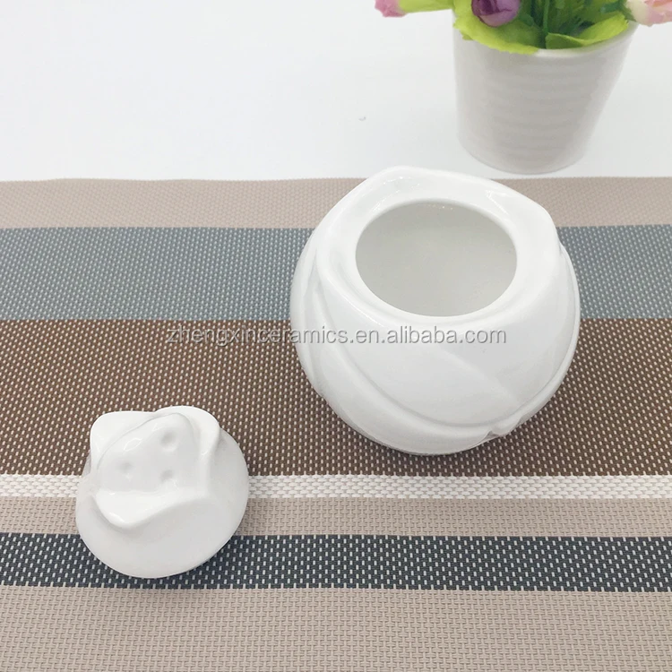 Nice fancy decal white ceramic special design sugar pot for drinking