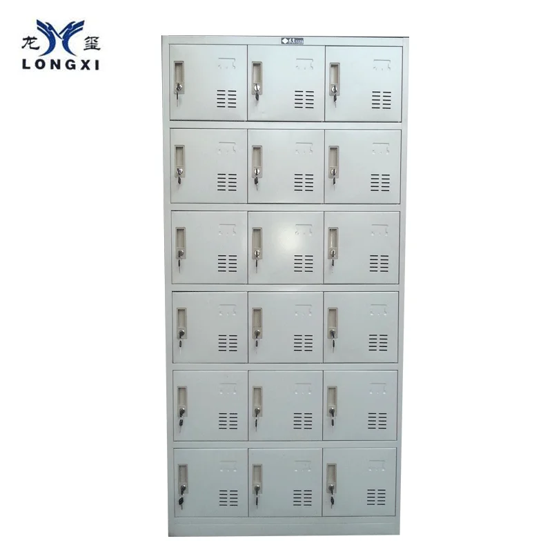 
18 Doors Stainless Steel Staff Lockers / storage wardrobe cabinet locker with eletronic induction or common lock 