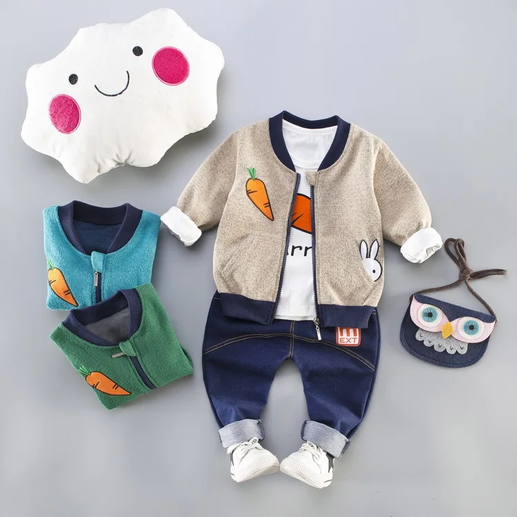 Korean Fashion Newborn Infant Clothes Cute Carrot Rabbit Boy Suit For 2019 Spring