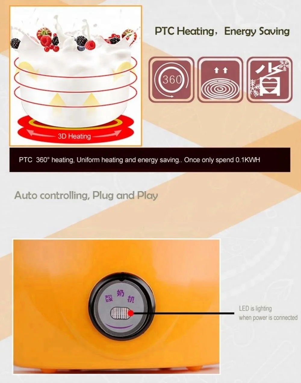 Factory supply constant temperature kitchen appliance yogurt maker