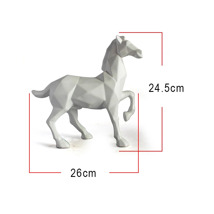 Miniature Figurines Geometric  Running Horse Resin Statue Custom Resin Craft Home Ornament Animal Statue Custom Decor
