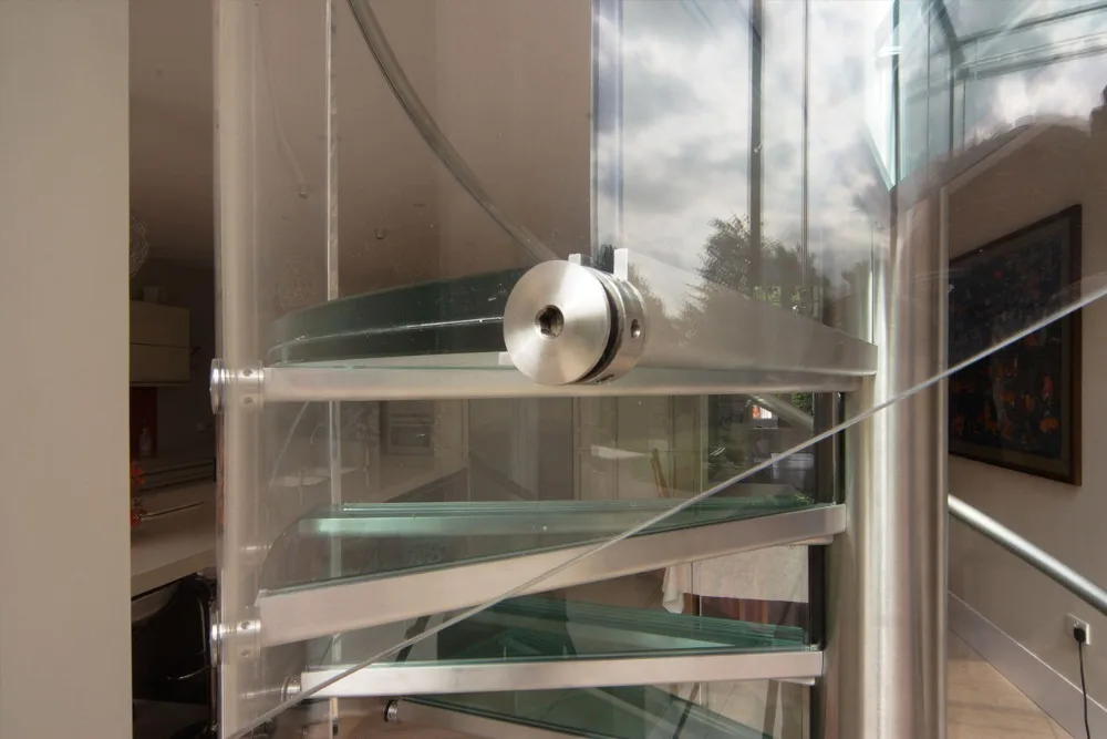 spiral staircase with silicone acrylic balustrade