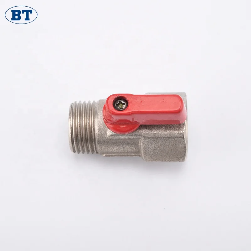 Small Mini Brass Ball Valves 1 8 Inch F/M with Nickel Plated 300 PSI for Water Shower Head