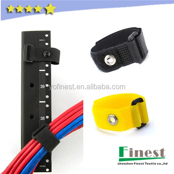 Nylon Material Hook and loop fastener Heavy Duty Black Cinch Strap with Eyelet