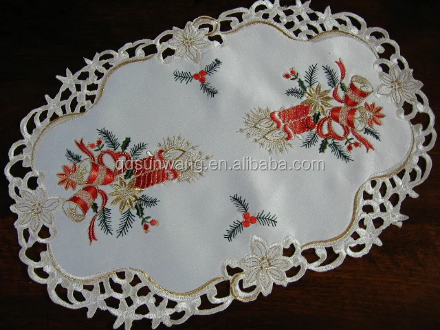 machine embroidered and cutwork doily