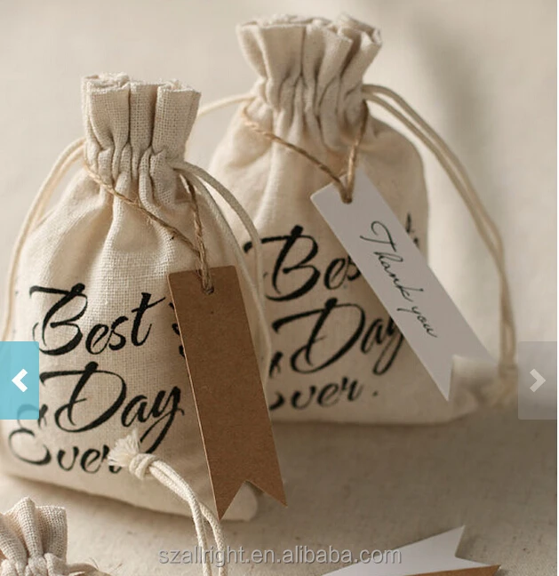 muslin cotton fabric gift bag for gloves drawstring pouch wholesale