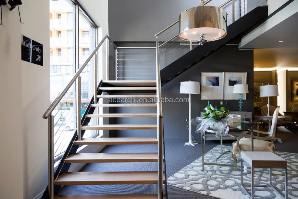 Cheap price interior / exterior portable metal deck stairs with carbon steel double stringer