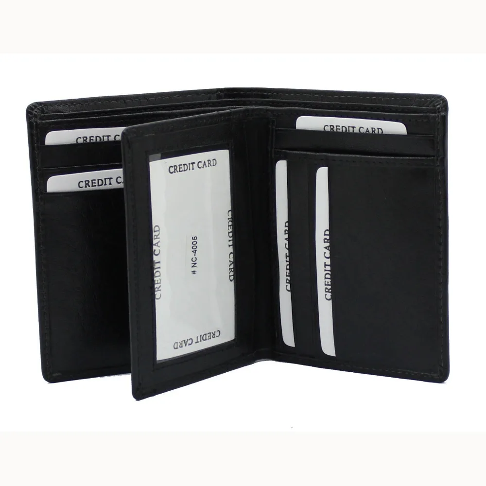 
Mens Black Buff Crumble Leather Wallet Soft Leather for Coin Purse Card Holder 