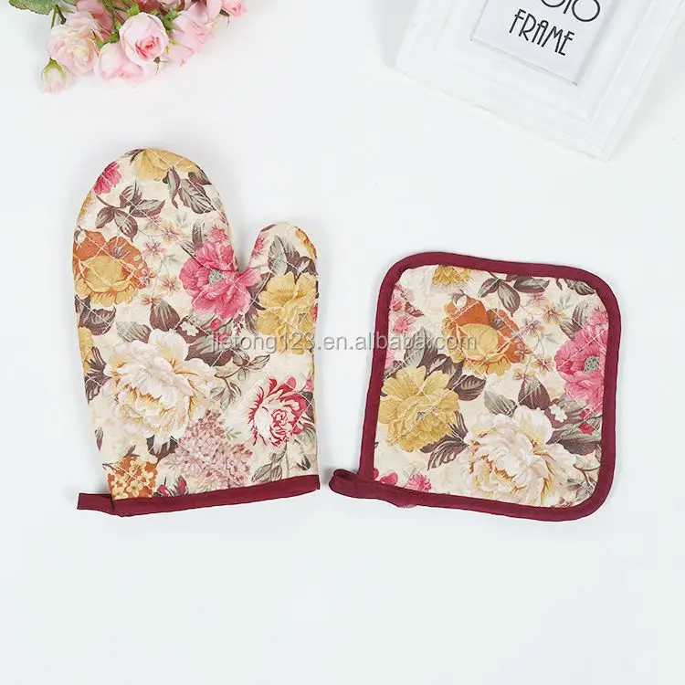 Factory wholesale oven mitten inacrylic gloves potholder set house stuff