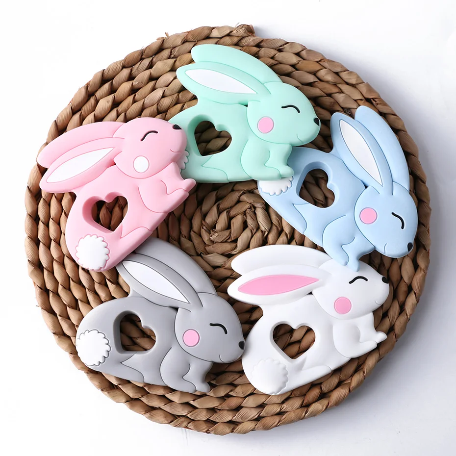 
Exclusive Design Silicone Rabbit Shape Necklace Pendant Baby Bunny Silicone Teether 