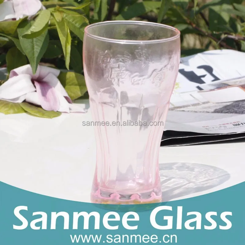 
14oz Pink Color Gift Drinking Glassware with Customer logo embossed 