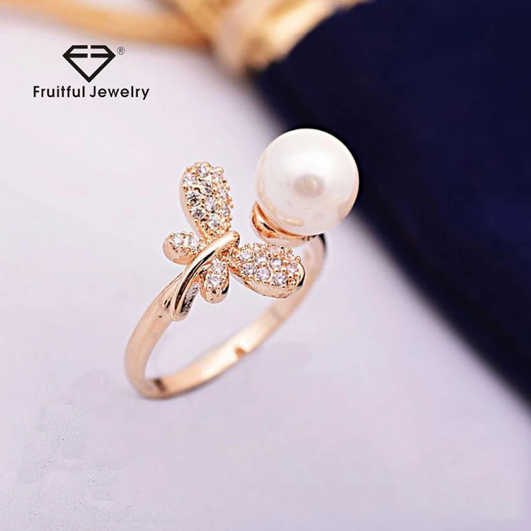Fashion jewelry cute gold plating dragon ball pearl rings for women