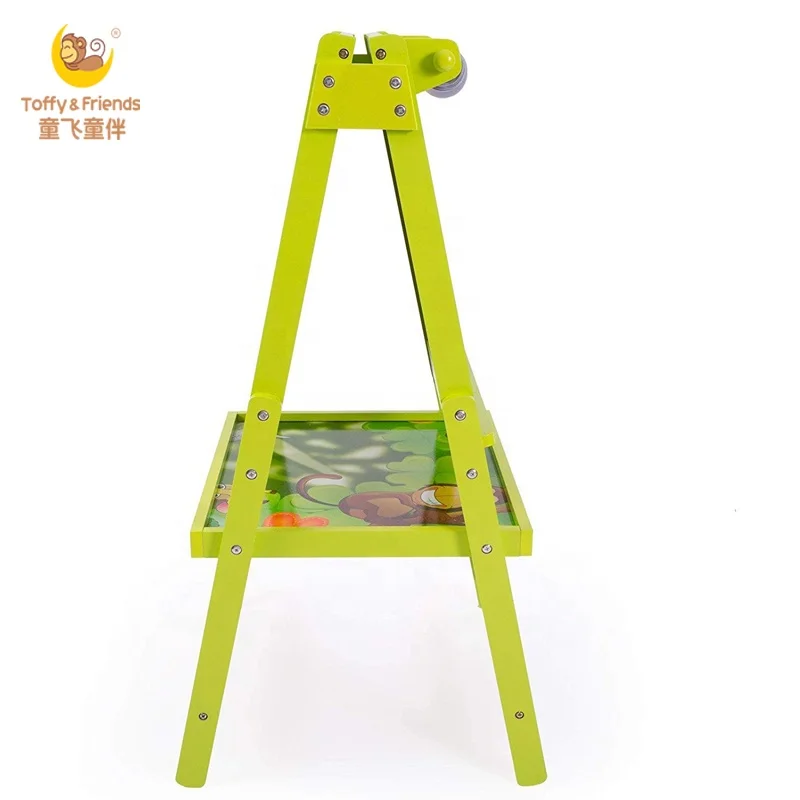 Toffy & Friends kids wooden double sided easel with magnetic letters in Jungle design