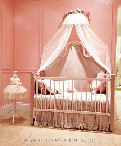 SY104-Baby cribs wood luxury design,pink colour baby bed
