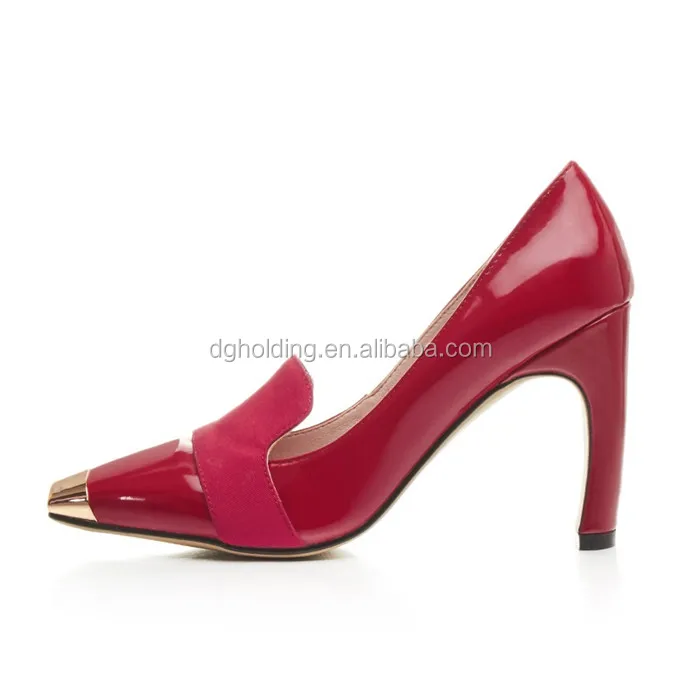 Superior Quality New Temperament Women High Heels Patent Leather Square Head Pumps Red Ripe Elegant Women Shoes