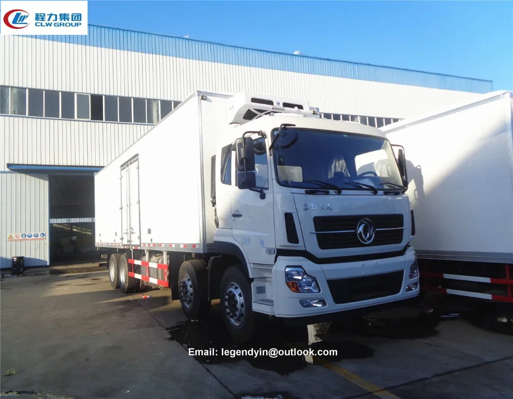 2018 Dongfeng LHD RHD 8x4 12 wheeler 20tons flower heavy duty refrigerated van truck -18 freezer truck for sale