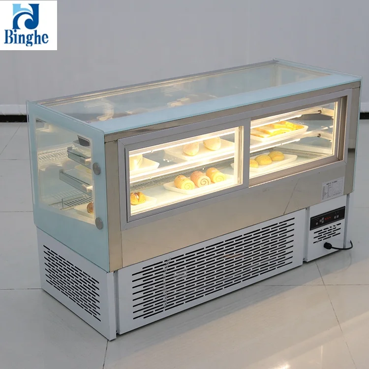 
binghe new design pastry cake bread display refrigerator arc glass door cooling showcase 