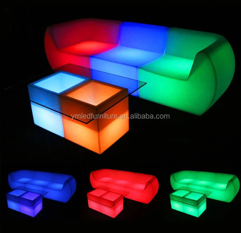 RGB Rechargeable Led Lighted Inflatable Furniture Outdoor Sectional Modular Chair