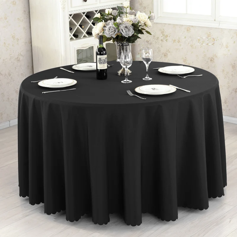 Cheap Plain Solid Polyester Wedding Table cloth Dining  Banquet Table Cover For Decoration