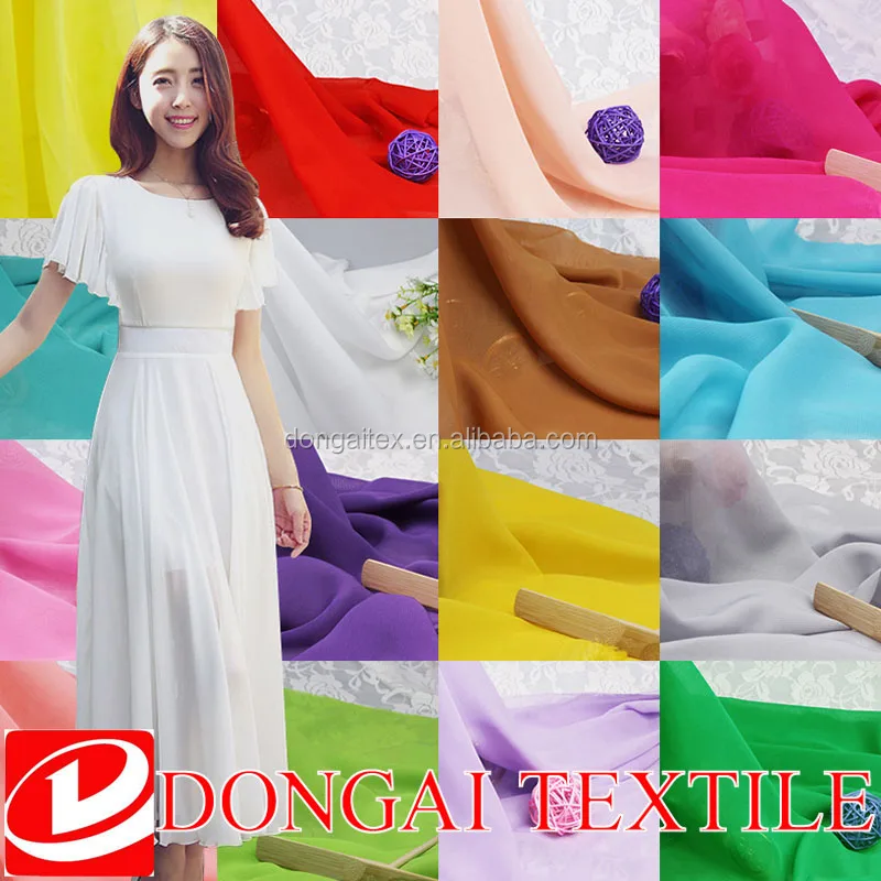 Высокое качество 100% полиэстер Чистая жоржет тканая шифоновая ткань для женщин гофрированные креп-шифоновые Макси платья