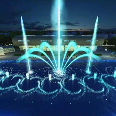 business music lake floating water fountain