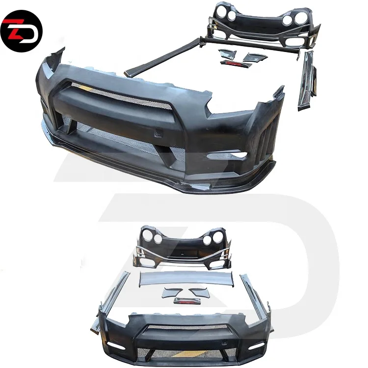 Best price FPR+CF Front bumper Rear Bumper Side skirts Machine cover Nismo Style Body Kit for GTR R35
