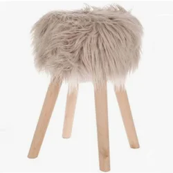 Cheersee round grey fluffy fur square bar dinning chair and office sitting stool cushions with ties