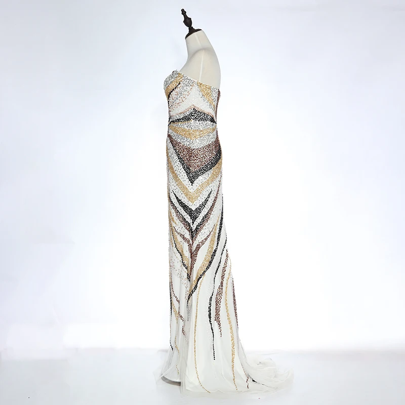 Women backless party gown beaded sequins long evening dresses luxurious