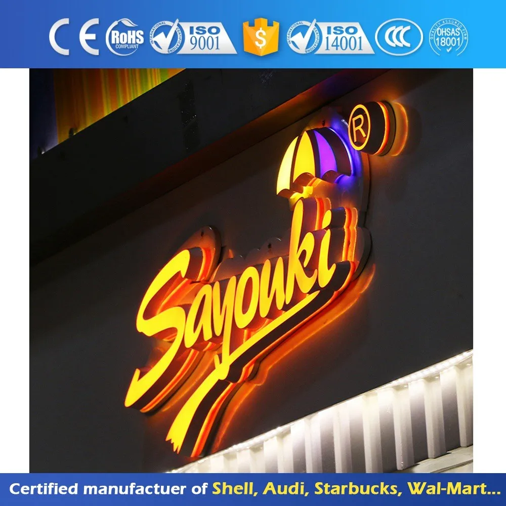 
3D светящийся акриловый знак с подсветкой спереди и сзади, наружная рекламная буква для брендовой рекламы Передняя и задняя подсветка 3D подсветка Акриловая вывеска наружная рекламная буква для рекламы бренда