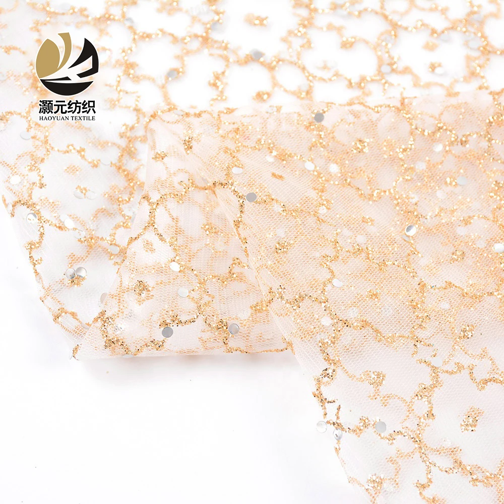 Irregular patterns superior quality shiny foil soft bridal glitter tulle fabric with sequins