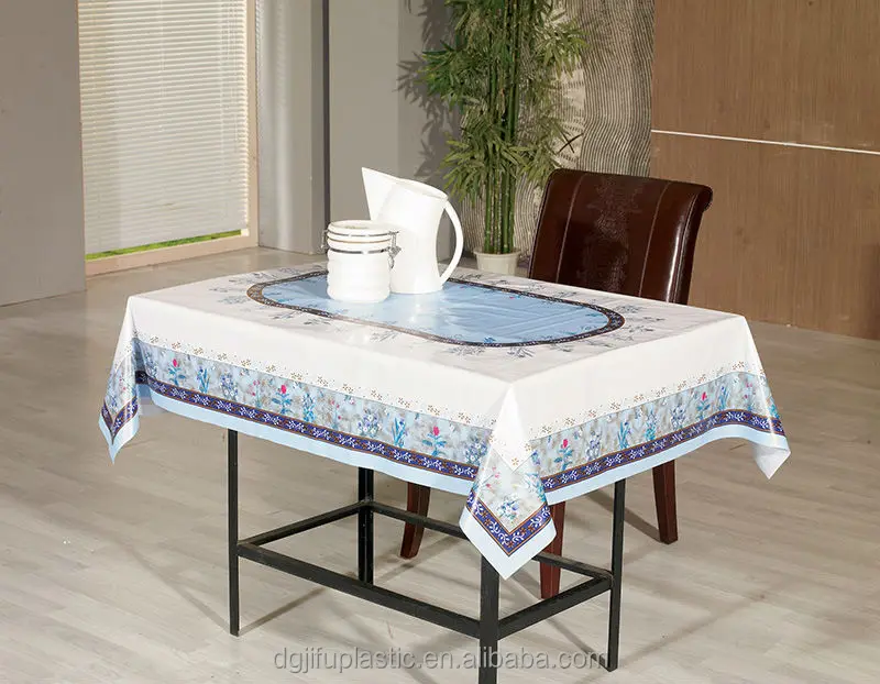 Golden embossed polyester PVC film wholesale washable table cloth clear plastic table cover