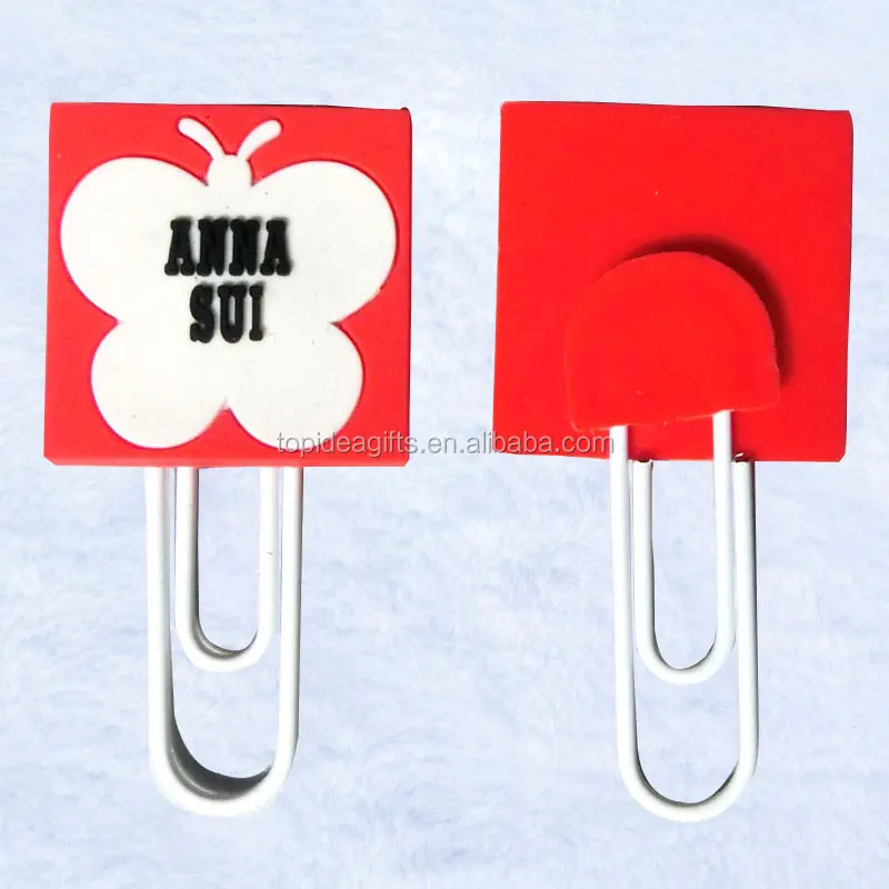 Rubber PVC Paper Clip customized Eco-friendly soft pvc silicone bookmark for book