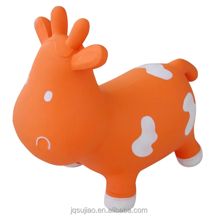 PVC inflatable jumping cow bouncing rocking animals toys for kids
