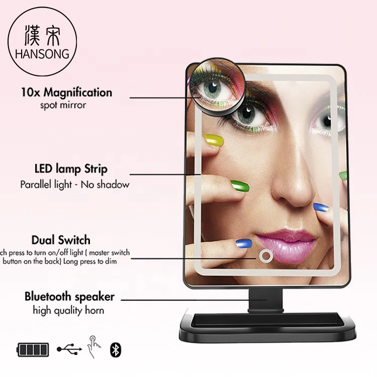 Светодиодной подсветкой увеличительное динамик зеркало с подсветкой для макияжа косметическое зеркало