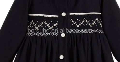 China Made Children Clothes Fashion Frocks Designs Baby Girls Long Sleeve Smocked Dress For Fall And Winter