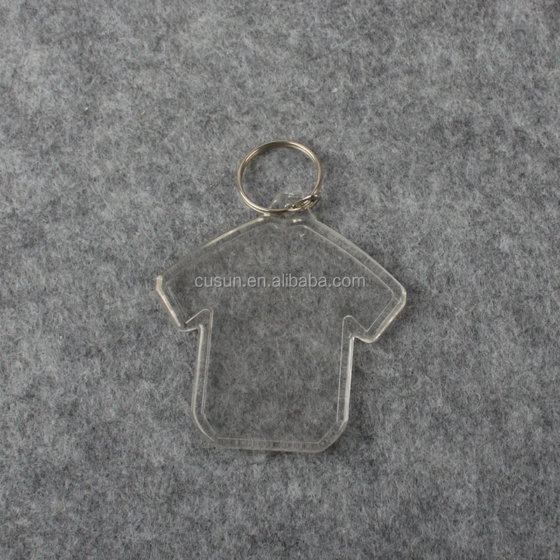Clear plastic keyring t shirt design plastic acrylic keychain