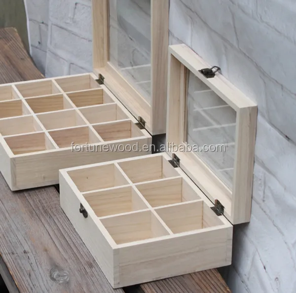 LOW COST paulownia wood tea bag storage box