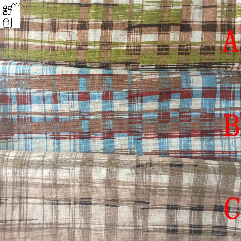 the newest Lattice printed linen Fabric