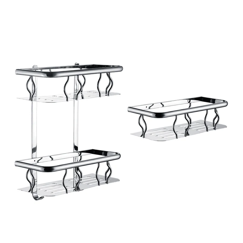 Stainless steel storage rack bathroom rack double - layer commodity shelf 304 wall-mountd sanitary rack