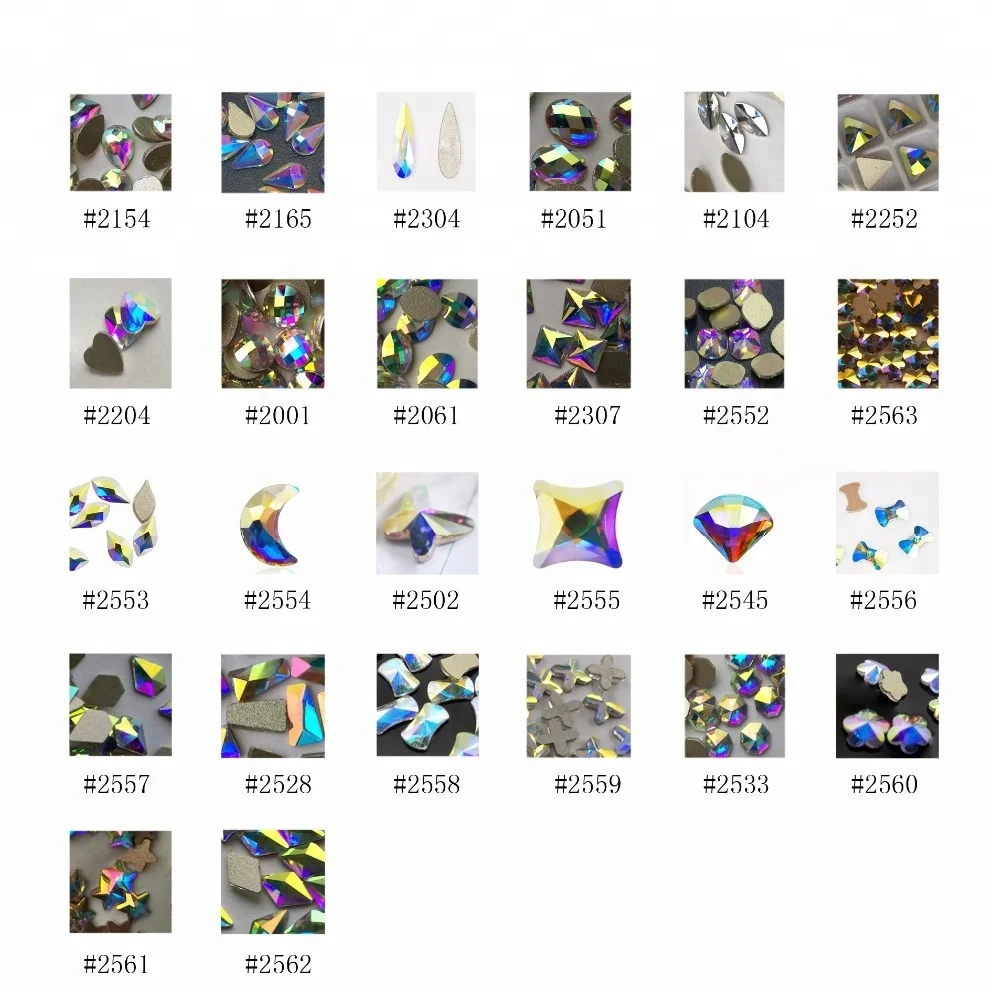 crystal AB teardrop  non hot fix foiled back bling nail art rhinestones