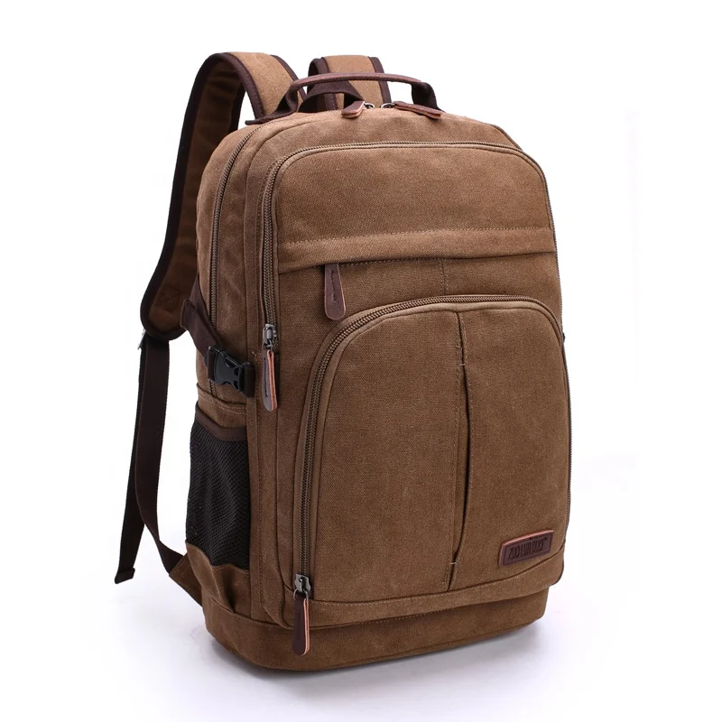 Wholesale high quality fashion 16oz wash canvas laptop backpacks for man school