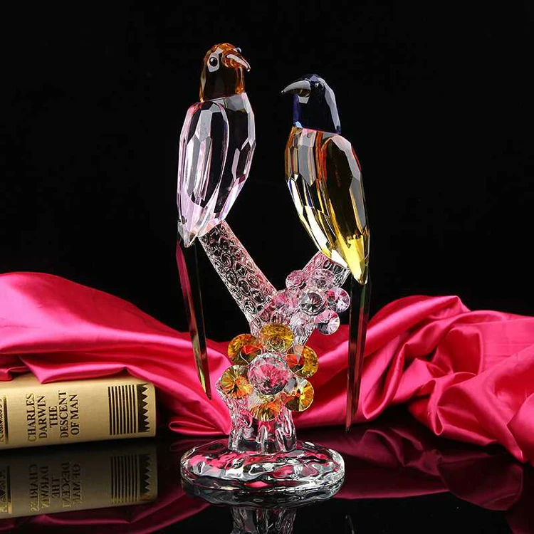 Wholesale Unique Handmade Crystal Glass Animal Model Magpie figurine for Wedding Christmas Gifts